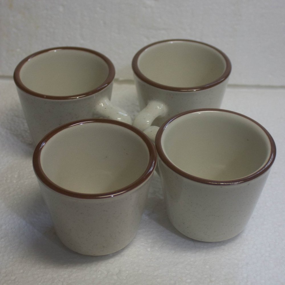 Set of 4 Brown Speckled Restaurant Ware 4 Ounce Rego Coffee Cups